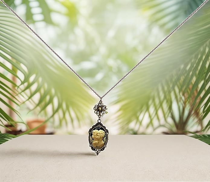 Yspace Lucky Clover Cameo Necklace Best Friend Heart Charms Jewelry 2 Chain Deluxe Gift