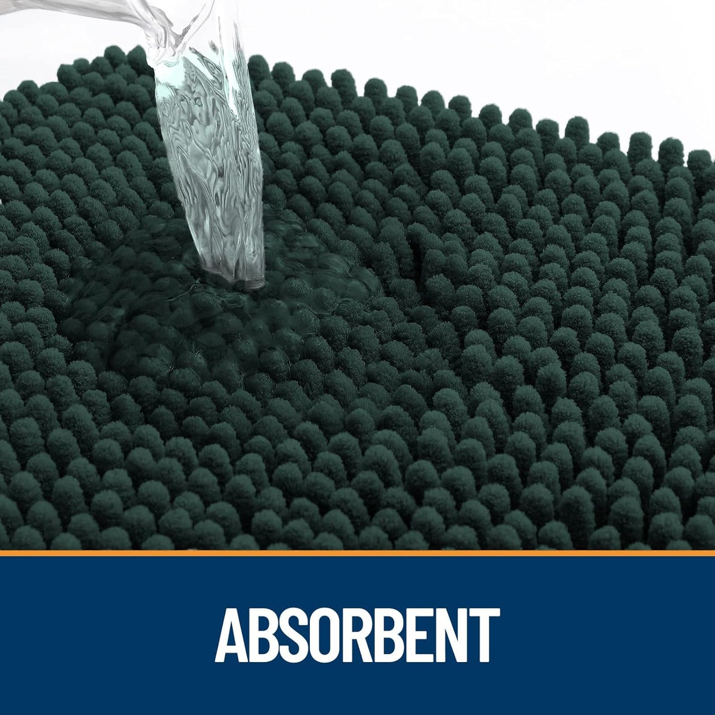 OLANLY Door Mat for Muddy Dog Paws 24x16, Absorbent Chenille Mud Doormat with Paw Print Design, Non-Slip Washable Doormat for Indoor Entryway, Quick-Dry Pet Bed Mats for Dirty Dogs, Blackish Green