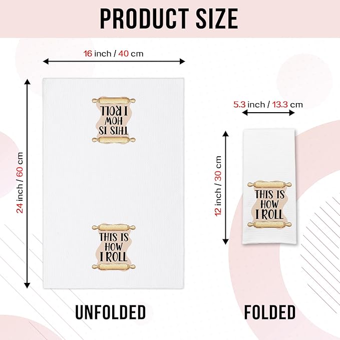Funny Dish Hand Towels with Sayings This is How I Roll Decorative Kitchen Soft Towels Adult Humor Dishcloth Gifts for Housewife Chef Sweet Housewarming Gifts for Women Men Family Friend