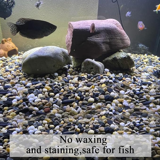 10 lbs Pea Gravel for Landscaping, 2/5 Inch Size Mixed Color River Rocks for Aquarium, Succulent, Vase Fillers, Cactus Bonsai, Plant Soil Cover and Outdoor Garden Rocks.