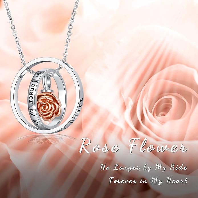 JUSTKIDSTOY Cremation Jewelry 925 Sterling Silver Sunflower/Rose/Paw Urn Necklace for Ashes Memorial Keepsake Gifts for Women