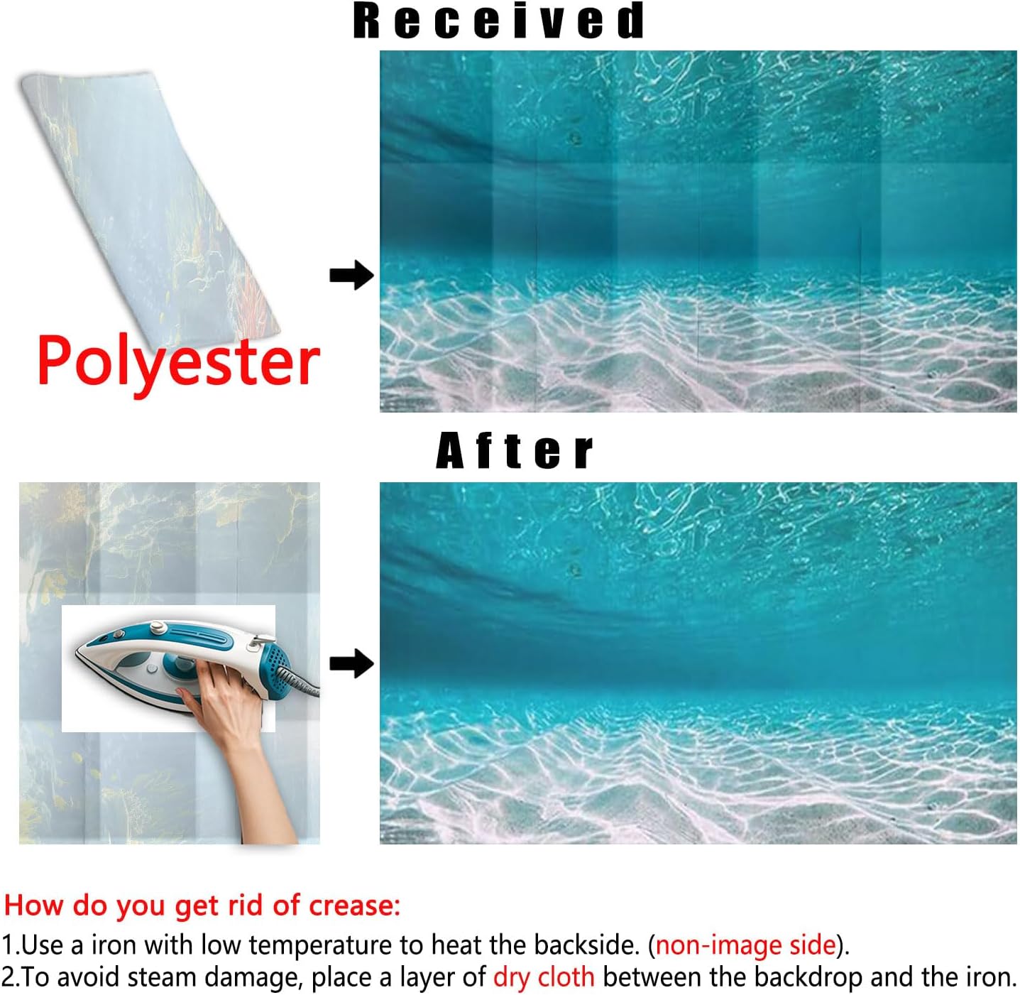 72X24IN Natural Undersea Aquarium Background, Undersea Beach Fish Tank Background, with 8 EVA Double-Sided Tape