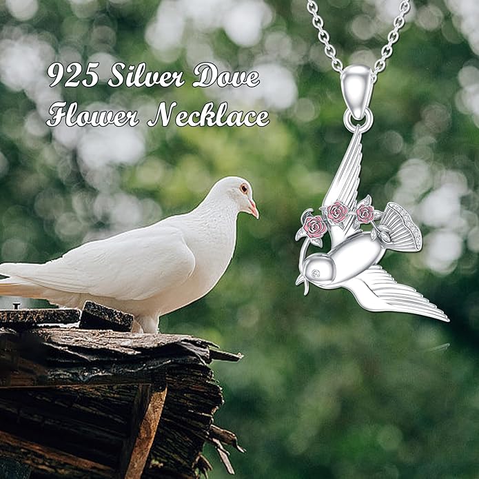 925 Sterling Silver Lab Grown Diamond Animal Necklace Cat/Bear/Bee/Dolphin/Dragonfly/Horse/Hummingbird/Koala/Parrot/Penguin/Pigeon/Sea Turtle/Starfish Lab Grown Diamond Necklace Gift for Women