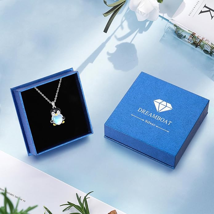 Dreamboat Moonstone Animal Pendant Necklace for Women 925 Sterling Silver Cute Animals Jewelry Gifts