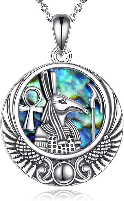 YFN Egyptian Necklace Sterling Silver Egypt God Pendant Abalone Shell Egypt Jewelry Gifts for Women Men