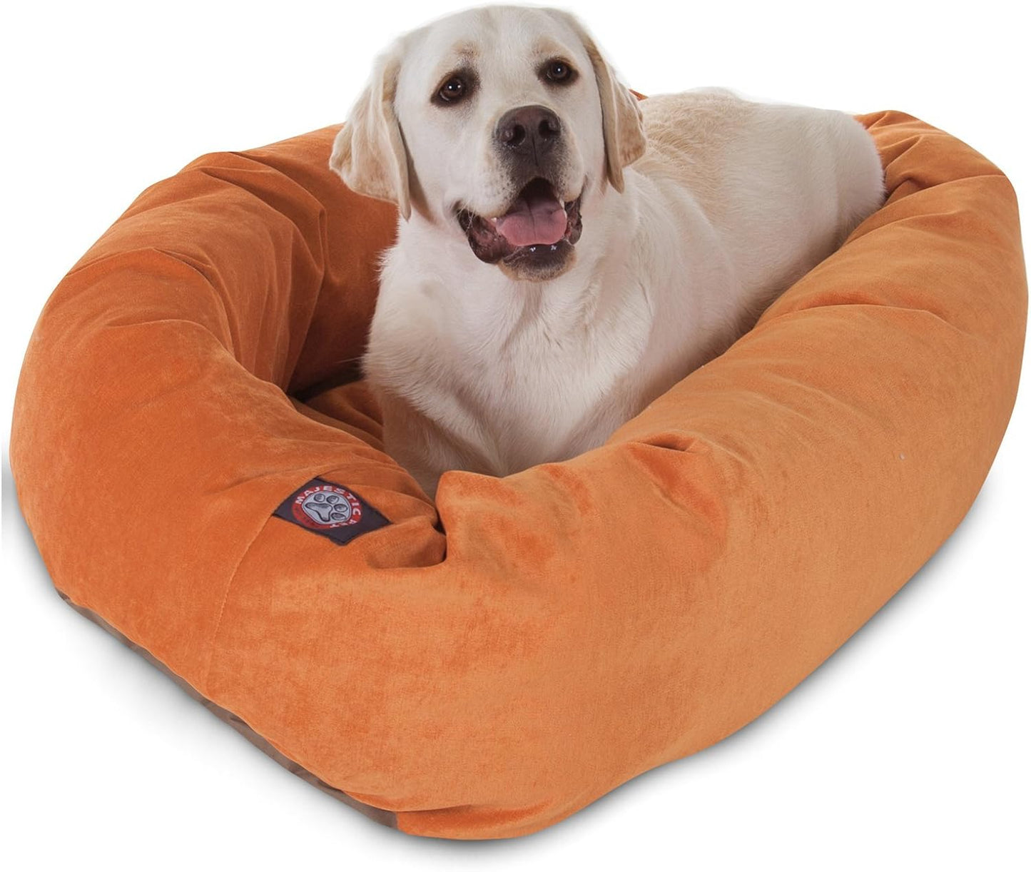 Majestic Pet 32 Inch Micro Velvet Calming Dog Bed Washable 32x23x7 (inch) – Cozy Soft Round Donut Dog Bed with Spine for Head Support - Pet Bed Medium - Storm