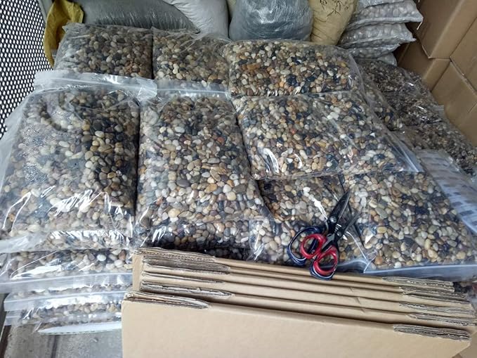 Voulosimi 18 LBS River Rock Stones, Natural Decorative Polished Mixed Pebbles Gravel,Outdoor Decorative Stones for Plant Aquariums, Landscaping, Vase Fillers