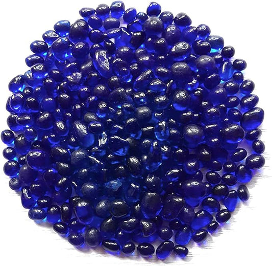 WAYBER Glass Stones, 1Lb/460g Irregular Sea Glass Pebbles Non-Toxic Artificial Gemstones for Gem Display/Vase Filler/Terrarium Flowerpot Aquarium Turtle Tank Decoration, Deep Blue