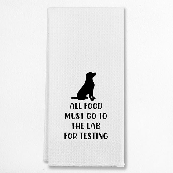 EIONEY All Food Must Go to The Lab for Testing Kitchen Towels,Dish Cloth Flour Sack Hand Towel for Farmhouse Kitchen Decor,24 X 16 Inches Cotton Dish Towels Dishcloths,Labrador Lovers Gifts