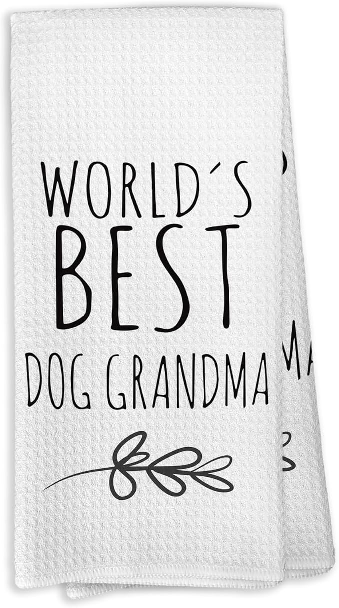World's Best Dog Grandma Kitchen Towels, Dog Owner Gifts for Dog Grandma, Dog Grandma Gifts from Children, Dog Grandma Mother's Day Birthday Gifts Tea Towels Kitchen Hand Towels 16x24 Inch