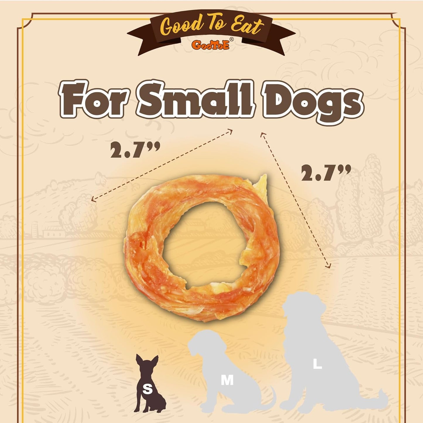 Gootoe Turkey Tendons for Dogs –All-Natural, Hypoallergenic Dog Treats, Rawhide Alternative, Long Lasting Puppy Chews, Healthy Dog Treats for Small Breeds, Ring (S), 6 Count Pack