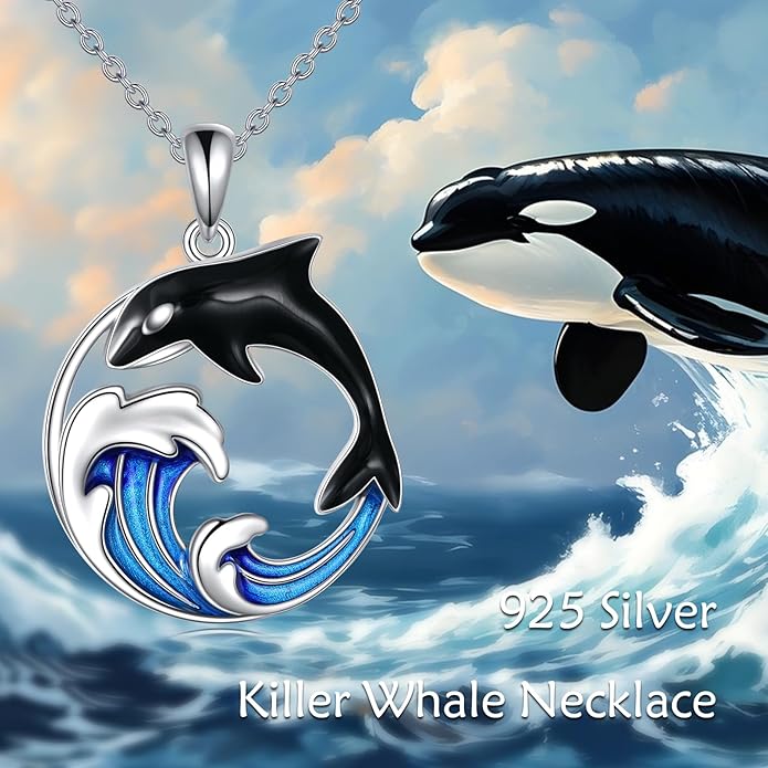 POPLYKE Spider/Butterfly/Fox/Killer Whale/Pande/Shark/Cat/Owl/Mermaid/Dragonfly Necklace 925 Sterling Sliver Animal Necklace Pendant Jewelry Gifts for Women