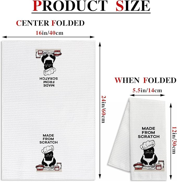 zcyhtqp Made from Scratch,Funny Kitchen Towels,Funny Dish Towels with Sayings,Dish Towels for Kitchen Decor,New Home Housewarming Gifts,Cat Kitchen Towel,Cat Mom,Cat Lover Gift