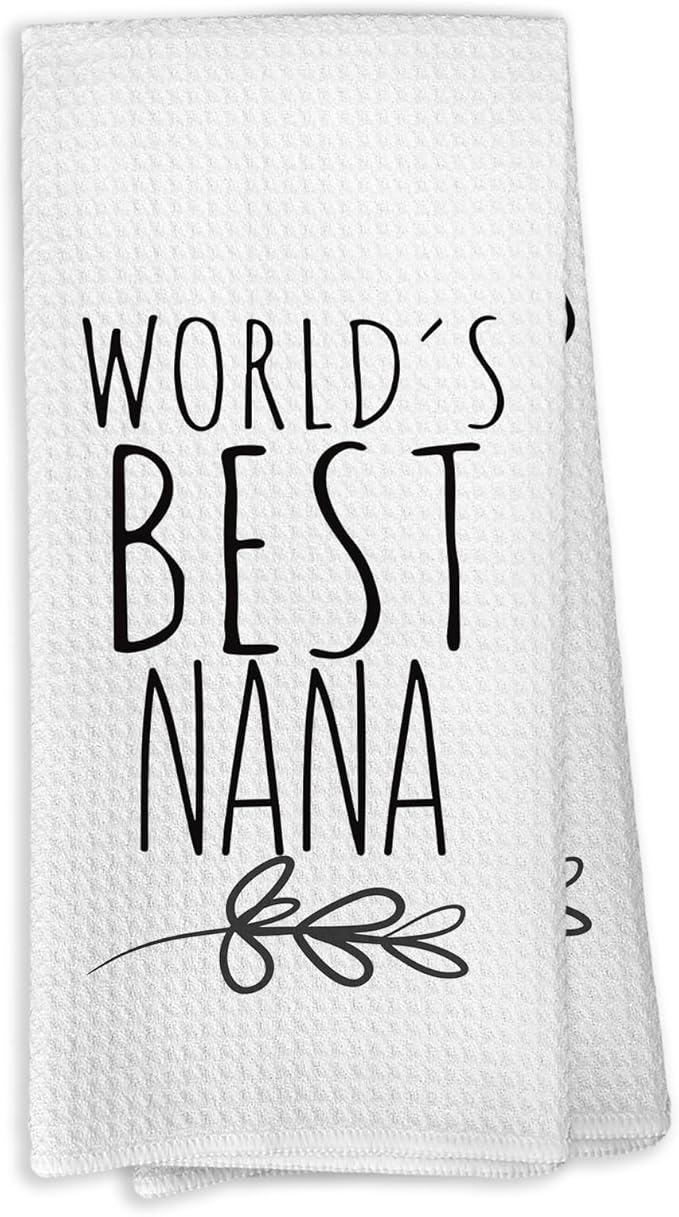 World's Best Nana Kitchen Towels, Nana Gifts for Grandmother Grandma, Nana Gifts from Grandson Granddaughter Kids, Nana Mother's Day Birthday Gifts Tea Towels Kitchen Hand Towels 16x24 Inch