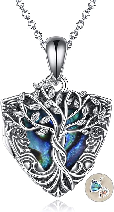ONEFINITY Tree of Life Locket Necklace Sterling Silver Locket Necklace That Holds Pictures Tree of Life Locket Pendant for Women Wife Girlfriend