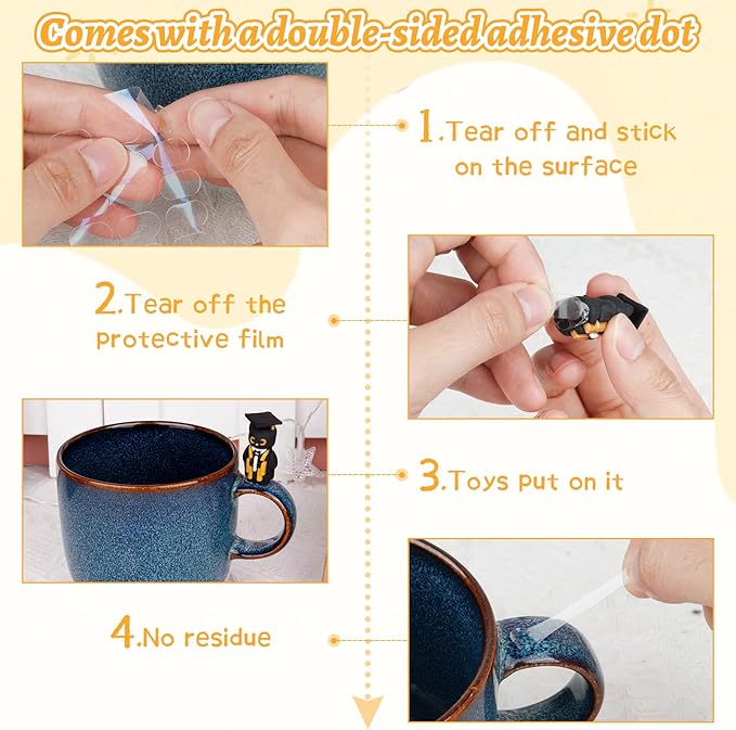 Graduation Cat Figurines, 20 PCS Black Cat Mini Resin with Cap Graduation Decorations Class of 2025, PVC Miniature Black Kitten Figures Grad Gifts Party Favors Cake Topper