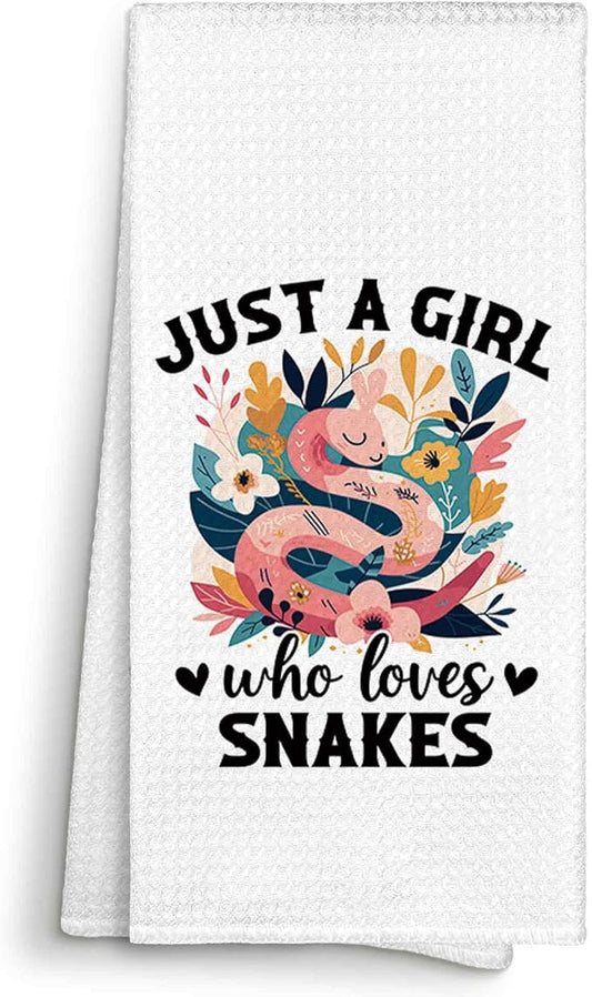 Just a Girl Who Loves Snakes Kitchen Towels Decorative Gifts for Snake Lovers Women 16x24, Snake Dish Towel Cloths Dishcloths Tea Towel, Snake Bathroom Kitchen Hand Towel Decor