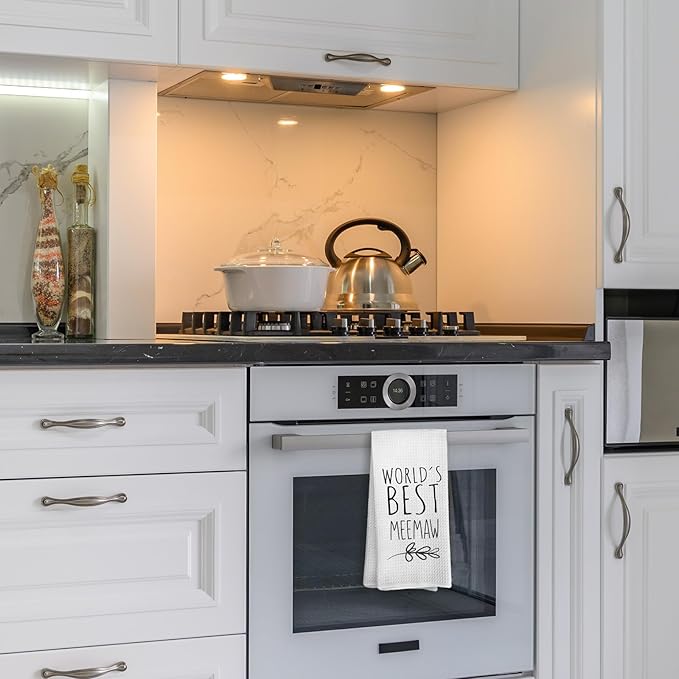 World's Best Meemaw Kitchen Towels, Best Meemaw Gifts for Grandmother Meemaw, Meemaw Gifts from Children, Meemaw Mother's Day Birthday Gifts Tea Towels Kitchen Hand Towels 16x24 Inch