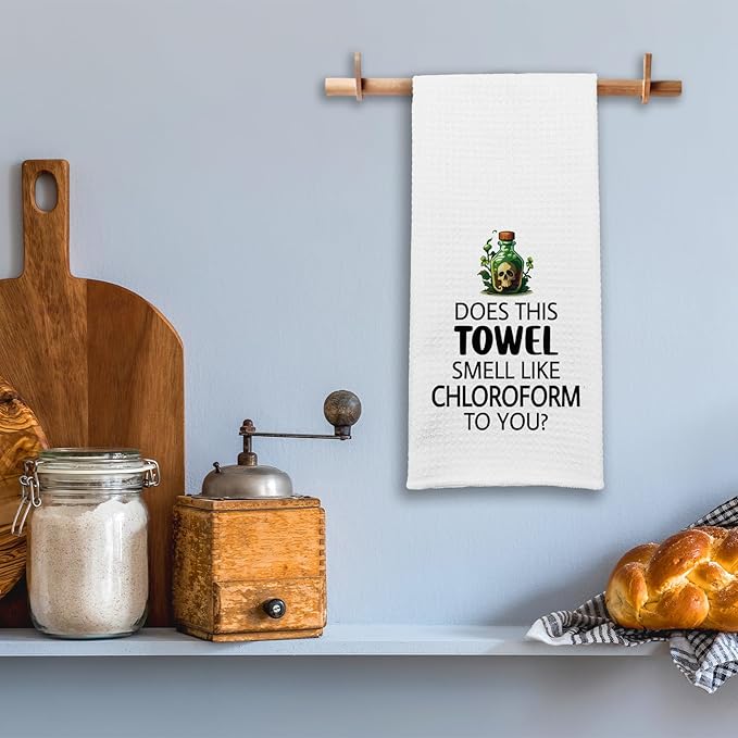Funny Kitchen Towels Does This Towel Smell Like Chloroform to You Dish Hand Towels Adult Humor Towels for Kitchen Decor Sweet Housewarming Gifts Funny Birthday Gifts for Women Men Friend