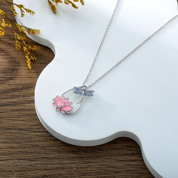 925 Sterling Silver Lab Grown Diamond Animal Necklace Cat/Bear/Bee/Dolphin/Dragonfly/Horse/Hummingbird/Koala/Parrot/Penguin/Pigeon/Sea Turtle/Starfish Lab Grown Diamond Necklace Gift for Women