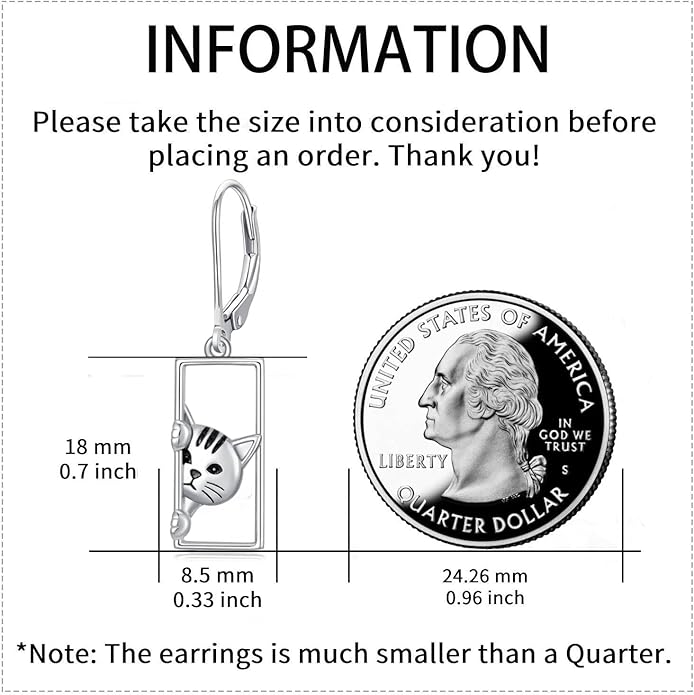 YFN Cat Earrings for Women Sterling Silver Shark Dangle Earrings Cat Jewelry Gifts for Women Cat Lover Shark Jewelry for Shark Lover