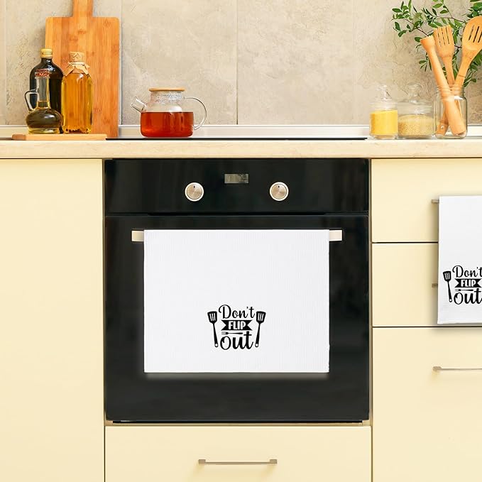 Funny Dish Hand Towels with Humorous Sayings Don't Flip Out Kitchen Towels for Dishwashing Decor Chef Gifts Dish Tea Towels for Dining Room Trendy Decorative Kitchen Cloth for Women Men