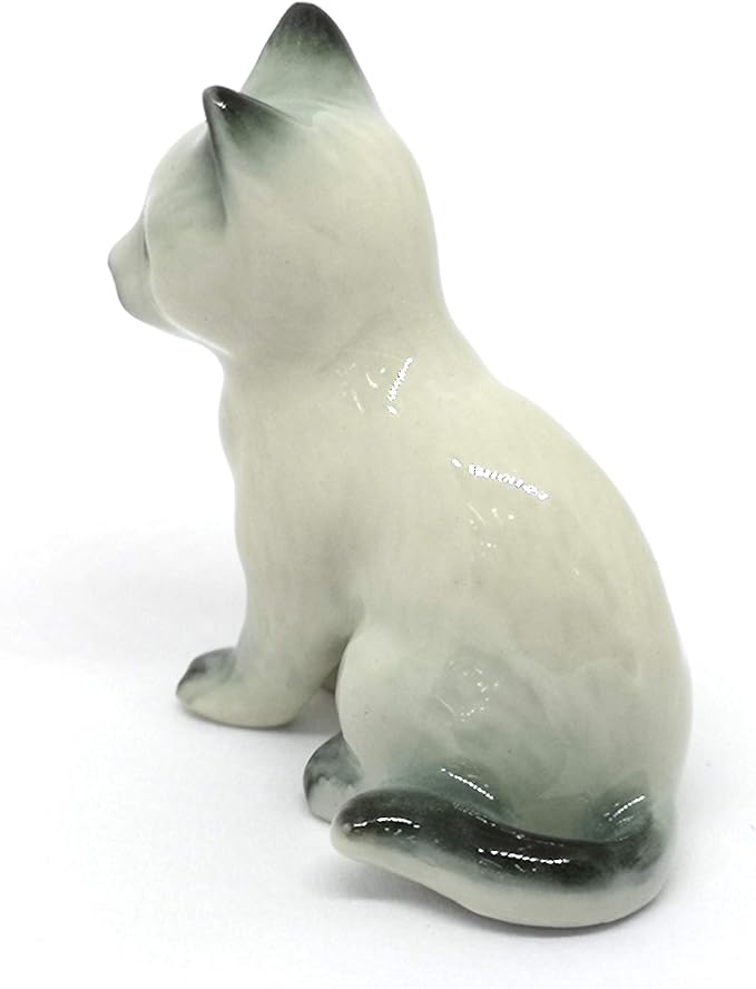 ZOOCRAFT Hand Painted Porcelain Miniature Collectible Ceramic Siamese Cat Figurine