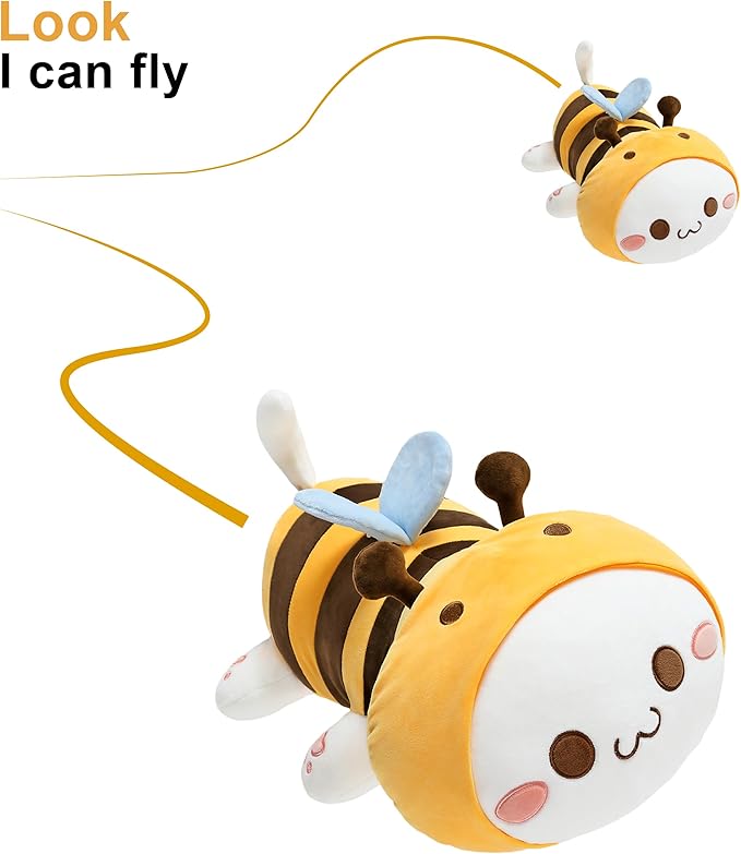 Onsoyours Cute Kitten Bee 20" Plush Toy Stuffed Animal Kitty Soft Anime Cat Large Plush Pillow for Kids (Yellow Cat Bee, 20")