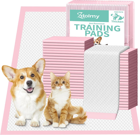 Pink Puppy Pee Pads, 18"x 24" 50 Count Disposable Puppy Pee Pad for Pet Toilet Training, Super Absorbent & Thick, Leak-Proof, Quick-Dry, Pet Potty Pads for Puppies, Dogs, Cats, Rabbits