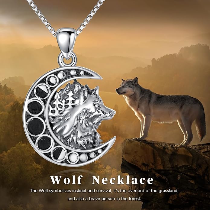 Witch Cat/Raven/Moon phase Necklace 925 Sterling Silver Celtic knot Pendant Gothic Jewelry Gifts for Women