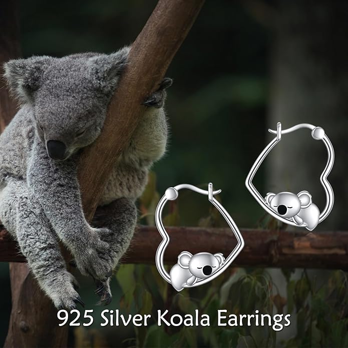 YFN Animal Earrings Sterling Silver Animal Heart Hoop Dangle Earrings Cute Jewelry Gifts for Women