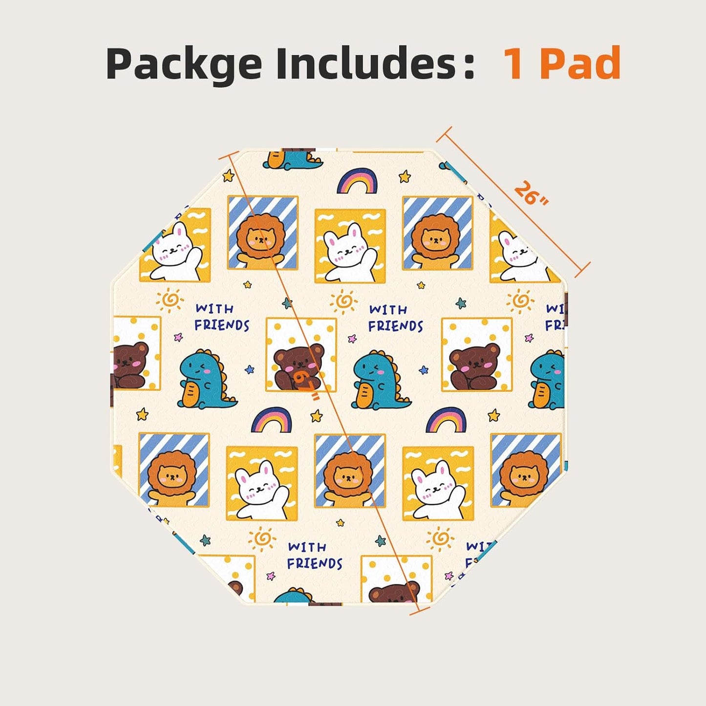 PJYuCien Washable Pee Pads for Dogs 1 Pack, 67" x 26" Octagonal Reusable Pee Pads for Dogs, Leak-Proof Pet Training Pads, Puppy Pads for Non-Slip, Designed for 24/30/36/42'' Width 8 Panels Pen