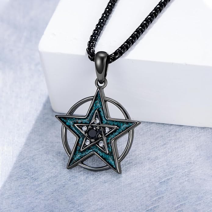 Witch Necklace 925 Sterling Silver Pentagram Triple Moon Pentacle Pendant Wiccan Pagan Jewelry Witchy Gifts for Women