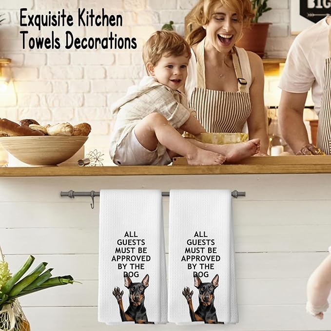 Funny Doberman Dog Gifts Kitchen Bathroom Decor Towels 16″×24″,Dog Lovers Gifts for Girls Mom Women, Funny Doberman Bathroom Kitchen Dish Hand Towels,Doberman Gifts for The Owners