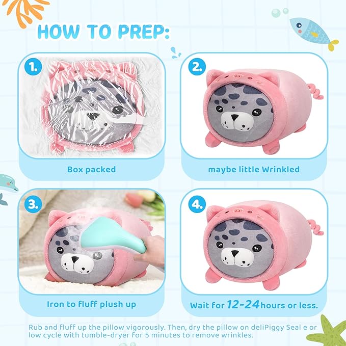 Piggy Seal Plush, Kawaii Pig Plushies Toy, Seal Plushie with Pig Outfit Costume, Anime Plushie Doll, Cute Stuff Toys Gift for Girls, Boys and Males (8 Inch)