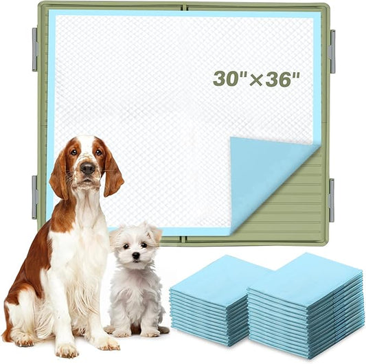 Puppy Pads & Holder Set – Includes 20 Extra Large 30×36in Pee Pads, Anti-Slip Leak-Proof Pee Pad Holder with Secure Lock for Puppies & Large Dogs and All Breeds