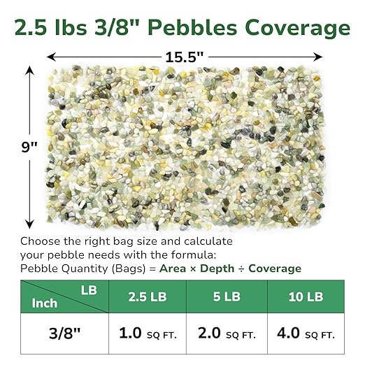 GreatBuddy 2.5-lb Decorative Rocks for Indoor Plants, 3/8" Jade Pebbles for Planters, Gravel for Succulent, Vases, Bamboo, Garden Landscaping, Crafts, Aquariums, Natural Polished