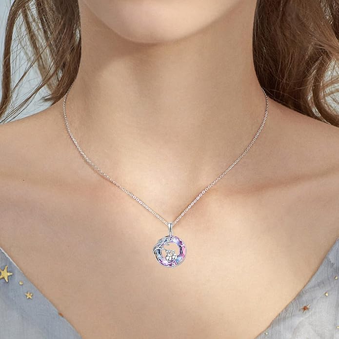 Dreamboat Sterling Silver Cat Necklace for Women Crystal Necklace Cute Animal Necklace Kitten Necklace Cat Pendant Friendship Cat Jewelry Gifts