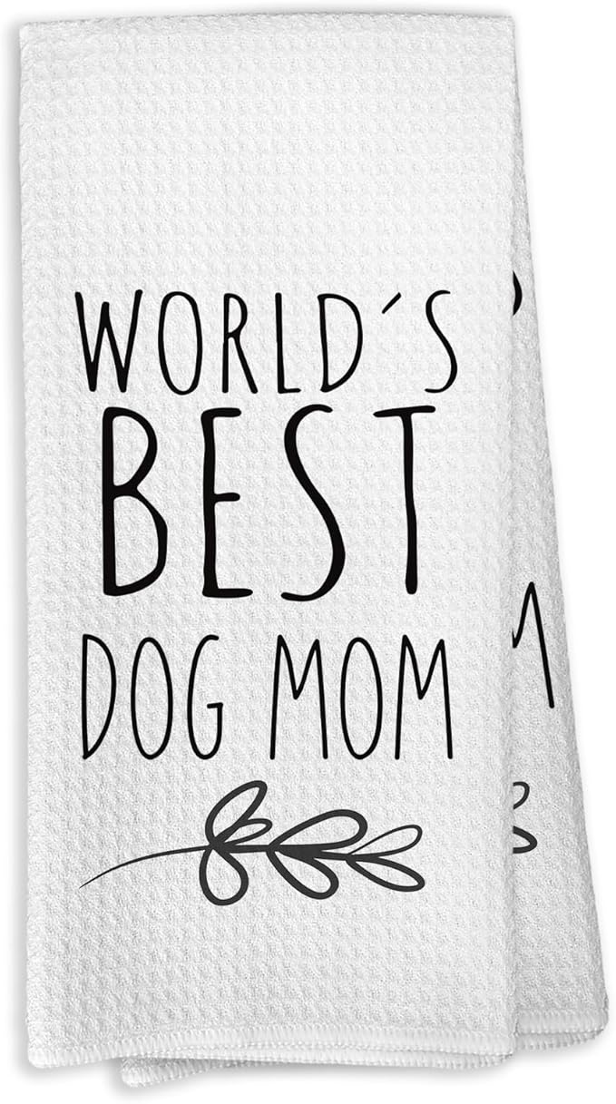 World's Best Dog Mom Kitchen Towels, Dog Mom Gifts for Dog Dad Dog Owner Dog Lovers, Dog Mom Gifts from Children, Dog Mom Mother's Day Birthday Gifts Tea Towels Kitchen Hand Towels 16x24 Inch