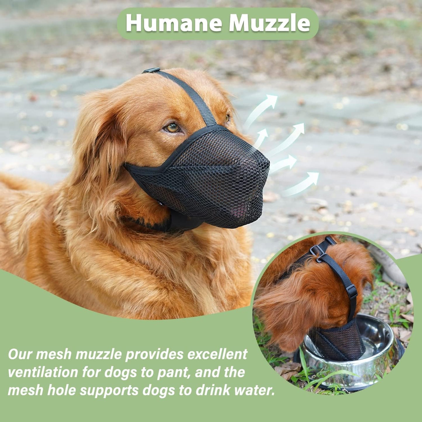 Mayerzon Dog Muzzle, Patented Soft Mesh Muzzle for Small Medium Large Dogs for Scavenging Biting Licking and Chewing, Allows to Pant and Drink (L, Black)