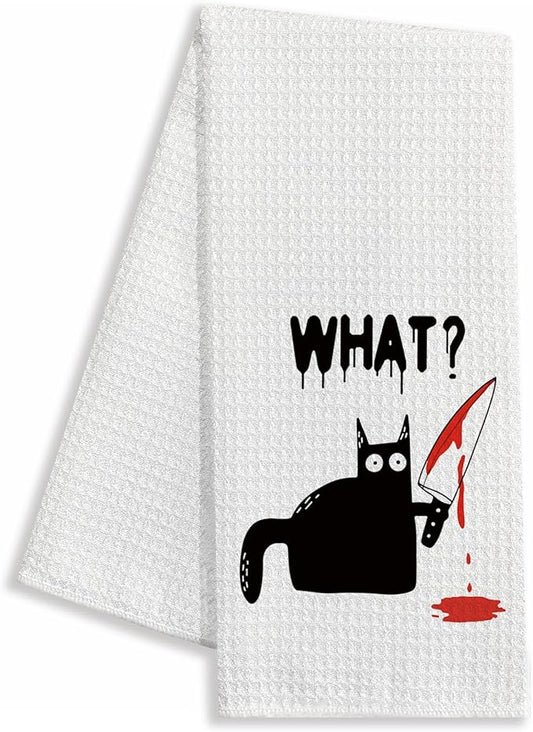 zcyhtqp Funny Kitchen Towels with Sayings - Cat Lover Dish Towels for Kitchen Decor & New Home Housewarming Gift