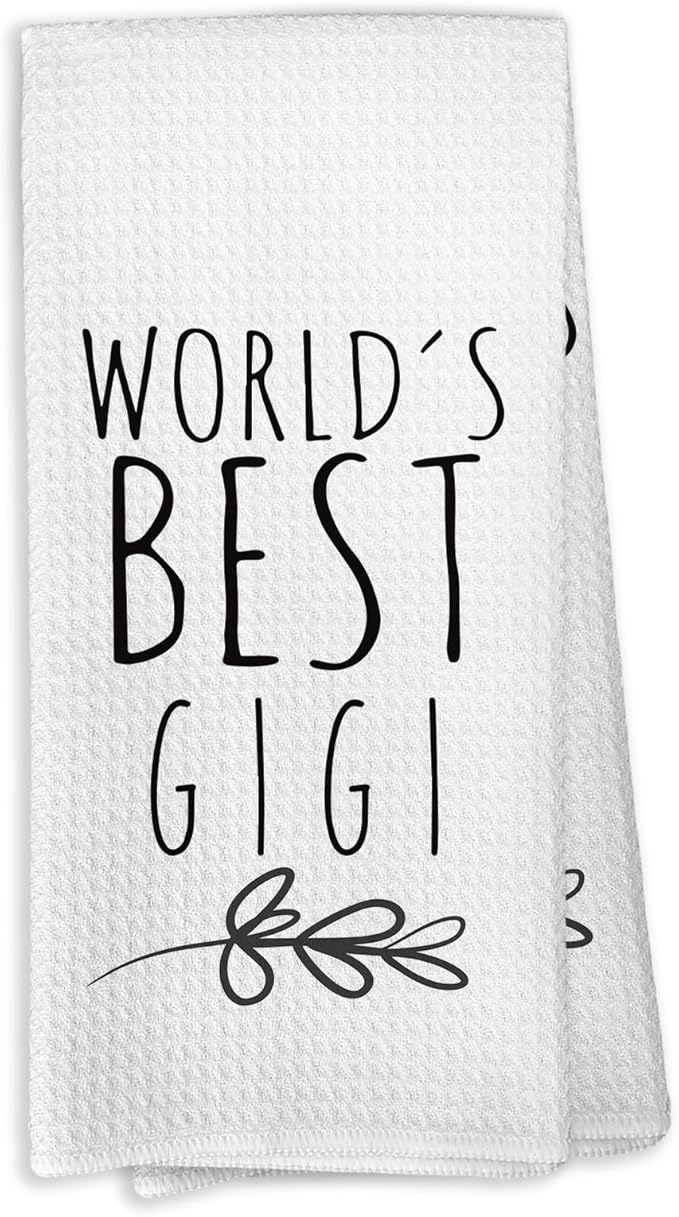 World's Best Gigi Kitchen Towels, Gigi Gifts for Grandmother Grandma, Gigi Gifts from Grandson Granddaughter Kids, Gigi Mother's Day Birthday Gifts Tea Towels Kitchen Hand Towels 16x24 Inch