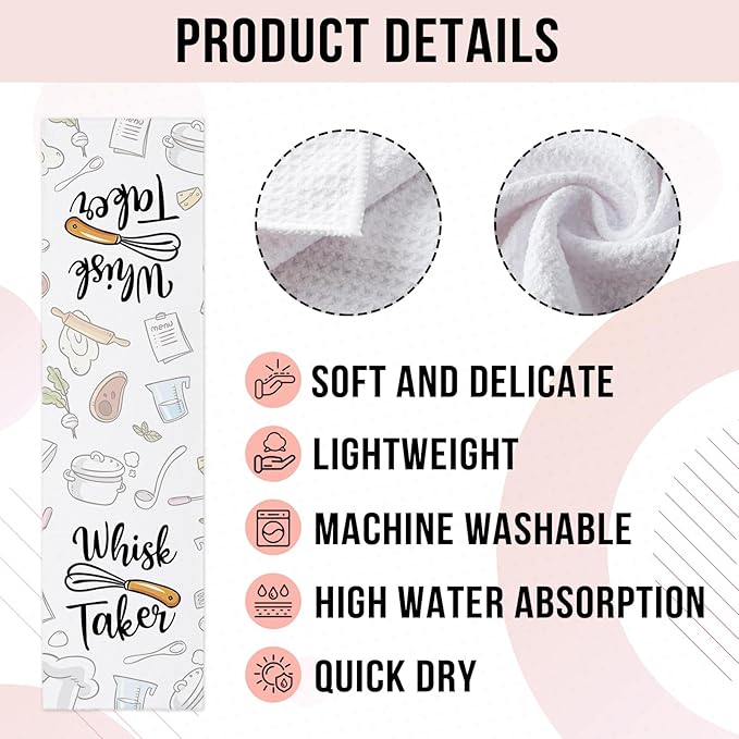 Funny Kitchen Towels Whisk Taker Cleaning Cloth Trendy Dish Towels for Farmhouse Kitchen Decor Sweet Housewarming Gifts Kitchen Gifts for Hostess Chef Novelty Birthday Gifts for Women Men