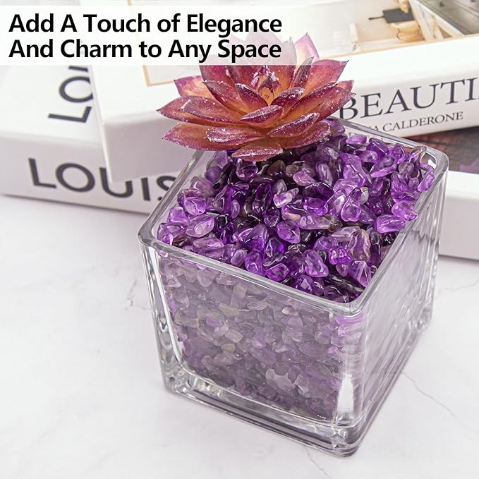 3 LB Amethyst Crystal Rocks Tumbled Crushed Stones Amethyst Crystal Quartz Chips Bulk Natural Gemstones Healing Reiki Mini Quartz Vase Filler Fish Tank Gravel Rocks