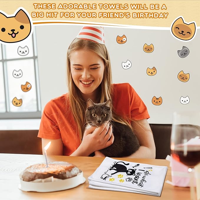 6 Pcs Cat Kitchen Dish Towels with Sayings, Cute Hand Towels for Cat Lover Halloween Housewarming Gifts