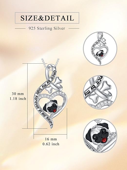 925 Sterling Sliver Yorkshire/Corgi/Labrador/Pug/Bulldog/Paw Print/Cross Necklace Cute Puppy Dog Necklace Jewelry Birthday Gifts for Women Girls Dog Lovers