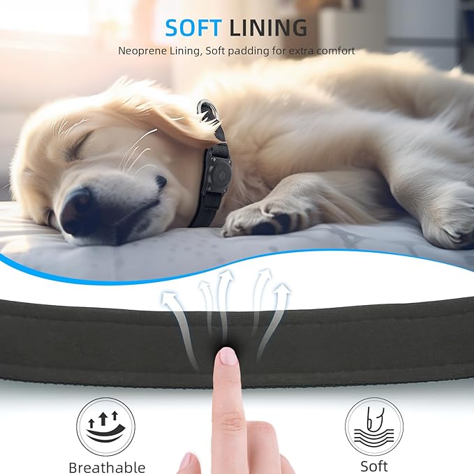 Upgraded AirTag Dog Collar, IP68 Waterproof Air Tag Dog Collar Holder, Reflective, Ultra-Durable, Comfortable Padded, Heavy Duty Dog Collars for Small Medium Large Dogs (L (14.8"-20.3"), Black)