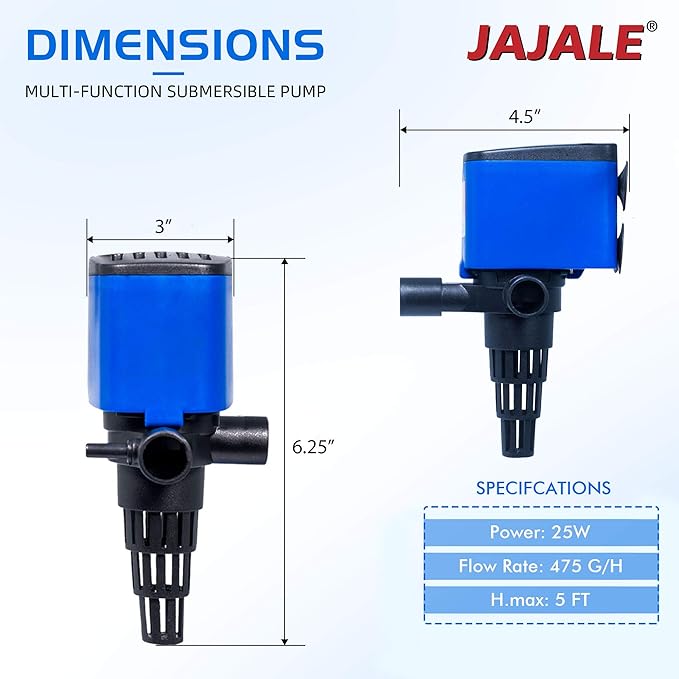 Water Pump 475 GPH Submersible Internal Aquarium Powerhead Water Pump Ultra Quiet for Aquarium,Fish Tank -5 Pack