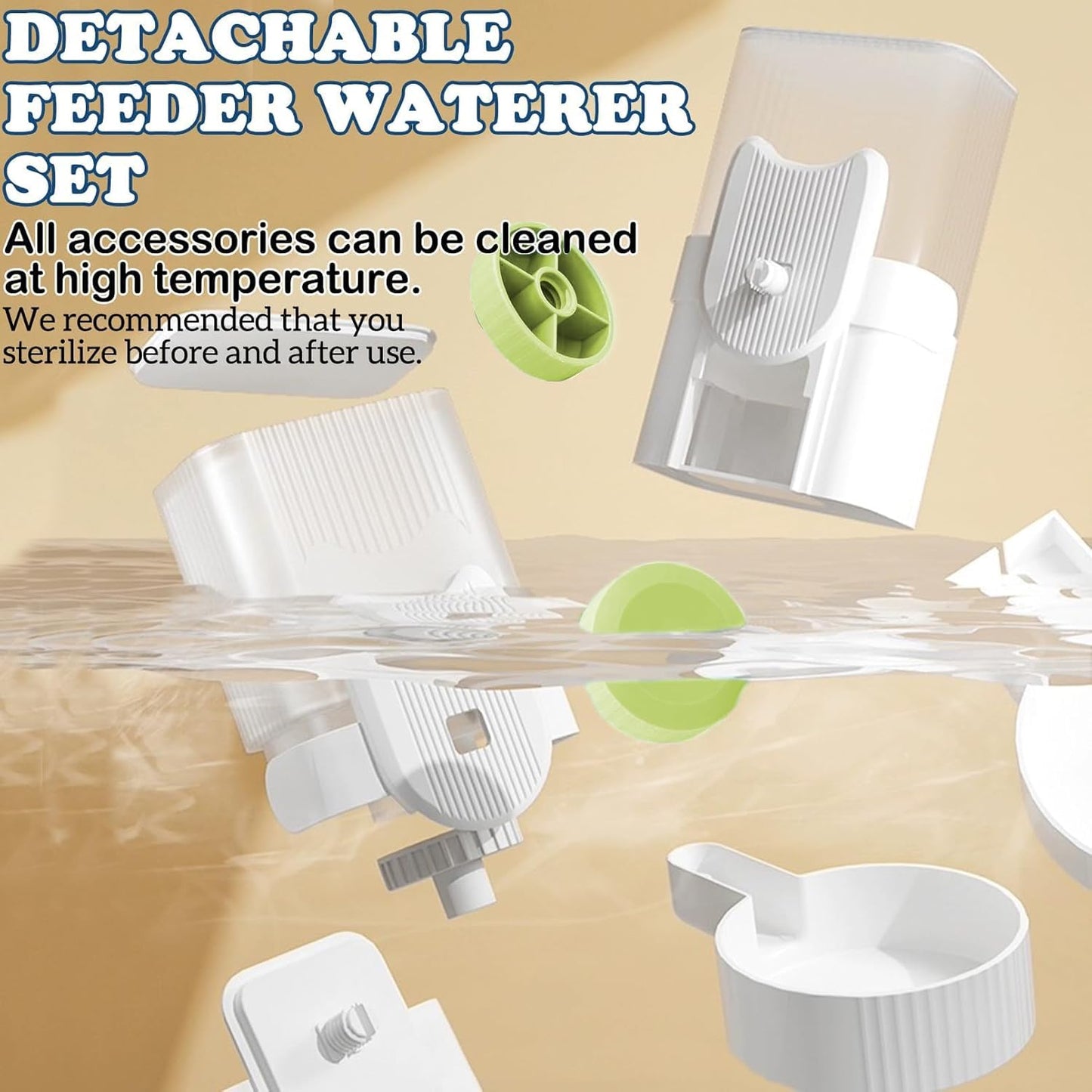 kathson Rabbit Gravity Auto Feeder Set 35oz Hanging Automatic Food Water Dispenser Cage Automatic Feeder Set for Rabbit Chinchilla Guinea Pig Hedgehog Ferret Kitty Puppy (Green)