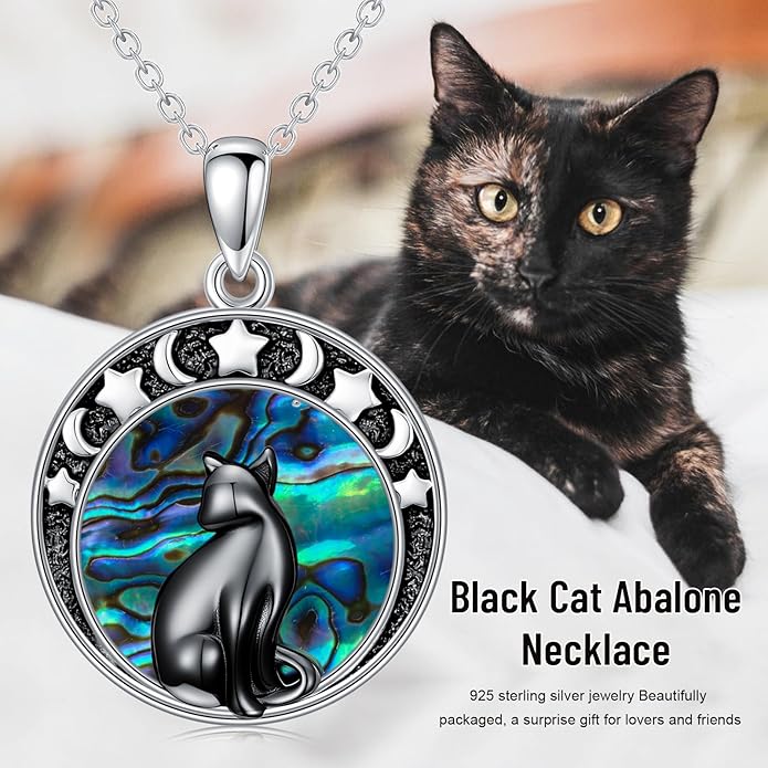 Witch Necklace 925 Sterling Silver Pentagram Triple Moon Pentacle Pendant Wiccan Pagan Jewelry Witchy Gifts for Women